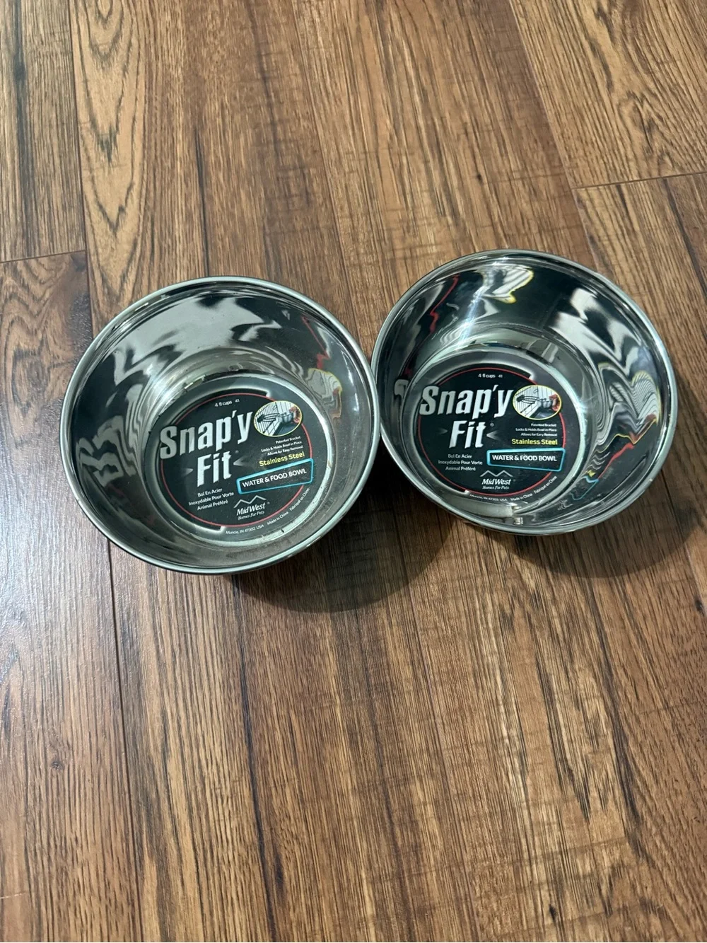 Snap'y Fit Stainless Steel Water & Food Bowl - Silver set of TWO